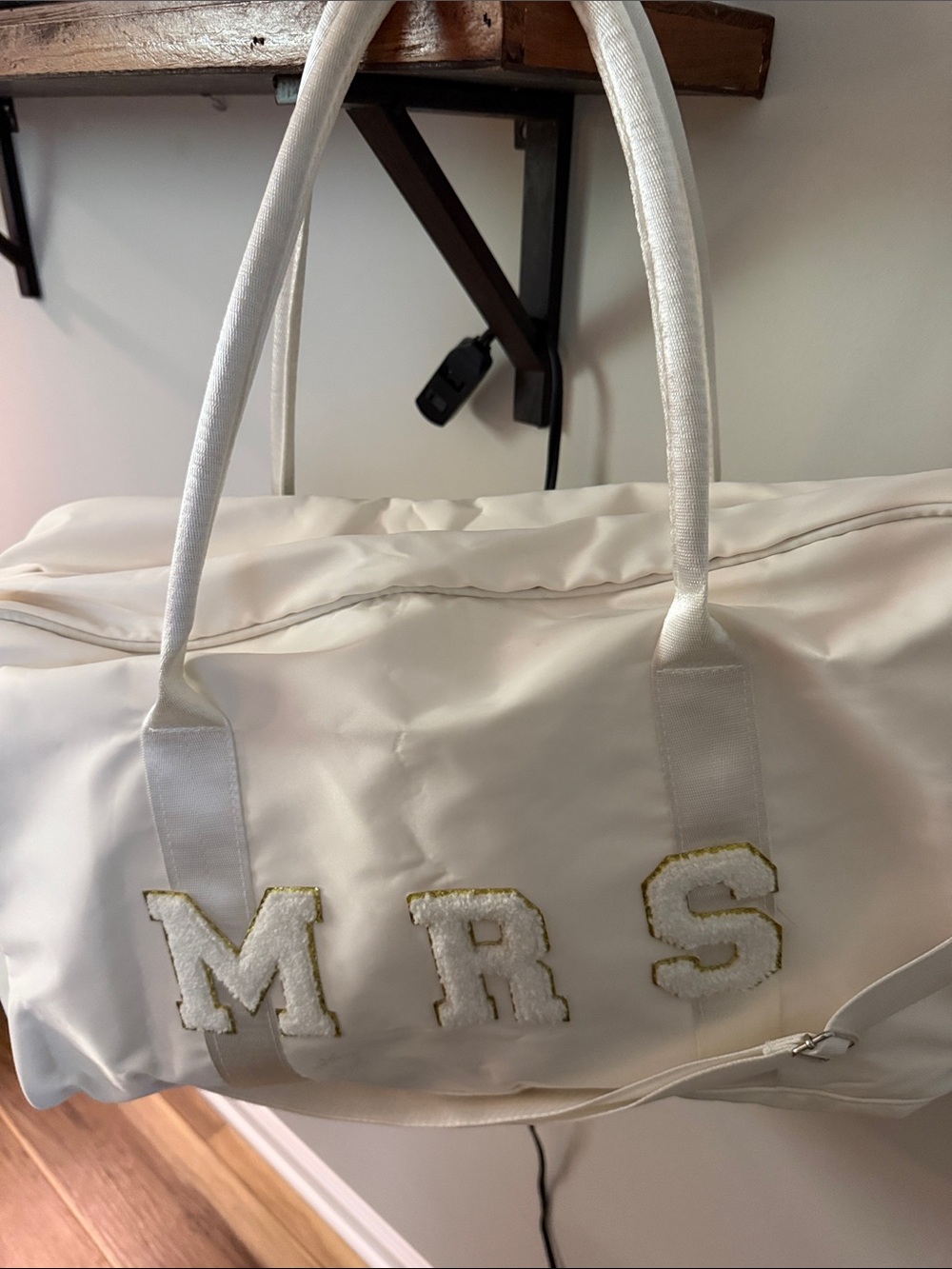 Unknown Brand White 'MRS' Duffel Bag